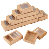 Drawer Kraft Paper Box, Folding Boxes, with Clear Window, Square, BurlyWood, 9x9x3.2cm