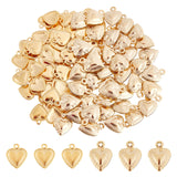 120Pcs 2 Style 304 Stainless Steel Charms, Heart, Golden, 10~12x8~9x0.8~3mm, Hole: 1mm, 60pcs/style