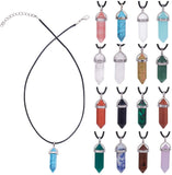 DIY Necklace Making, with Natural & Synthetic Gemstone and Glass Pointed Pendants, with Brass Findings and Waxed Cotton Cord, Bullet, Mixed Color, 36~40x12mm, Hole: 3x4mm