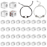 40Pcs Alloy Bead Cabochon Settings, Cube, Silver, Tray: 8x8mm, 10x10x10mm