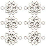 100Pcs Tibetan Style Alloy Connector Charms, Chakra Flower Links, Cadmium Free & Lead Free, Antique Silver, 20x14x1.5mm, Hole: 1mm