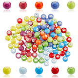 200Pcs 10 Colors Handmade Porcelain Beads, Round, Mixed Color, 8~8.5x7~8mm, Hole: 2.5~3mm, 20pcs/color