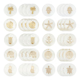 40Pcs 10 Style Natural Freshwater Shell Pendants, Flat Round, Golden, 16x3.5~4mm, Hole: 1.2mm