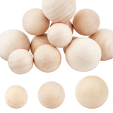 Natural Wooden Round Ball, DIY Decorative Wood Crafting Balls, Unfinished Wood Sphere, No Hole/Undrilled, Undyed, Antique White, 34~49mm, 12pcs/set