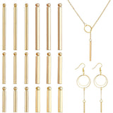 36Pcs 6 Style Brass Bar Pendants, Long-Lasting Plated, Column & Cuboid, Real 18K Gold Plated, 15~30x2x2mm, Hole: 0.8mm, 6pcs/style