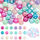 20 Style Mixed Style Acrylic Beads Sets, Round & Flower & Butterfly, Mixed Color, 19~20mm