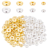 160Pcs 8 Style Brass Spacer Beads, Long-Lasting Plated, Flat Round, Mixed Color, 4~8mm, 20pcs/style