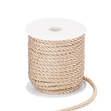 3-Ply Polyester Cord, with Spool, Twisted Rope, for DIY Cord Jewelry Findings, Navajo White, 5mm, Spool: 82x83mm, about 18m/roll