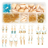 DIY Beach Themed Earring Making Kits, Including Glass & Cowrie Shell & Glass Pearl Beads, Brass & Alloy Pendants, Brass Cable Chains & Earring Hooks, Iron Pins, Golden