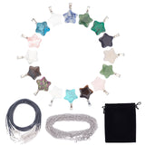 DIY Star Pendant Necklaces Making Kits, Including Gemstone Pendants, Waxed Cotton Cord Necklace Makings and 304 Stainless Steel Women Chain Necklaces, Stainless Steel Color, Necklace: 17.7 inch/18.7 inch, 20pcs/bag