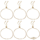 6Pcs Brass Box Chains Slider Bracelet Making with Clear Cubic Zirconia Tiny Charms, Nickel Free, Real 18K Gold Plated, 25x0.2cm, Hole: 2mm