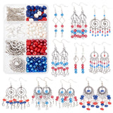 DIY Independence Day Theme Earring Making Kit, Including Glass Beads, Alloy Links & Charms, Brass Earring Hooks & Pins, Mixed Color, Glass Beads: 210pcs/box