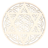 Laser Cut Wooden Cup Mat, Home Decor Meditation Symbol, Yoga Artwork, Chakra Theme, Flat Round with Hexagram, BurlyWood, 30x0.4cm