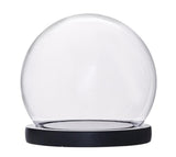 Glass Dome Cover, Decorative Display Case, Cloche Bell Jar Terrarium with Wood Base, Black, 115x110mm