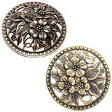 2Pcs 2 Colors Alloy Cover, with Botany Pattern, for Incense Burner, Round with Flower, Cadmium Free & Lead Free, Mixed Color, 7.9~7.95x22.5~2.5cm, Inner Diameter: 6.75~6.9cm
