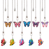 Alloy Enamel Printed Ceiling Fan Pull Chain Extenders, Butterfly Pendant Decoration, with Iron Ball Chains, Mixed Color, 338~350mm, 10 styles, 1pc/style, 10pcs/set