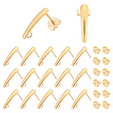 20Pcs 304 Stainless Steel Stud Earring Findings, with Vertical Loops, with 20Pcs Ear Nuts, Golden, 15x3x1mm, Hole: 2mm, Pin: 0.8mm