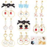 DIY Easter Rabbit Earring Making Kit, Including Clock & Rabbit & Bowknot & Garland Alloy Enamel Pendants & Link Connectors, Glass Pearl Beads, Brass Cable Chains & Post Earring Findings, Mixed Color