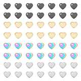 80Pcs 4 Style 201 & 304 Stainless Steel Charms, Stamping Blank Tag, Heart, Real Gold Plated & Stainless Steel Color, 5x6x1mm, Hole: 1mm, 20pcs/style