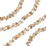 Glass Rhinestone Cup Chain, Flower False Diamond Trim, with Silver Plated Alloy Chains, for DIY Jewelry Making Wedding Party Decoration, Light Colorado Topaz, 4x6mm, 1 Yard/box