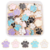 80Pcs 5 Colors Alloy Enamel Pendants, Cadmium Free & Lead Free, Dog Paw Prints, Mixed Color, 17.5x16x1.5mm, Hole: 2mm, 16pcs/color