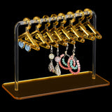 1 Set Acrylic Earring Display Stands, Coat Hanger Shape, Gold, Finished Product: 5.95x15x10.9cm, about 10pcs/set