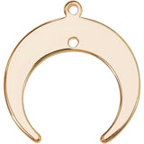 Brass Pendants, Double Horn/Crescent Moon Pendant, Real 18K Gold Plated, 19x18x1mm, Hole: 1mm, 30pcs/box