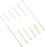 Brass Eye Pin, Golden & Silver, 2.0~5x0.7mm, Hole: 2mm, 600pcs/box