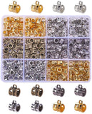 Tibetan Style Alloy Tube Bails, Loop Bails, Bail Beads, Column, Lead Free & Cadmium Free, Mixed Color, 9x7x7mm, Hole: 1.4mm