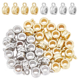 40Pcs 2 Colors Brass Tube Bails, Loop Bails, Long-Lasting Plated, Grooved Column, Lead Free & Cadmium Free, Real Gold Plated & Real Platinum Plated, 9.5x6.5x4mm, Hole: 2mm, Inner Diameter: 3.5mm, 20pcs/color