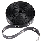 Flat Imitation Leather Cord, Platinum Tone Alloy Eyelet Tape, for Jewelry Making, Black, 19x1mm, Hole: 6mm