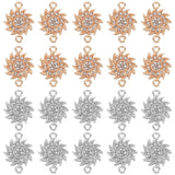 40Pcs 2 Styles Alloy Crystal Rhinestone Connector Charms, Sunflower Links, Platinum & Light Gold, 15~15.5x21~21.5x2mm, Hole: 1.8mm, 20pcs/style