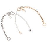 ® 2Pcs 2 Colors ABS Imitation Pearl Bag Chain, with Alloy Clasp, for Replaceable Strap, Mixed Color, 44~44.5cm, 1pc/color