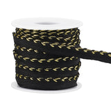 10 Yards Polyester Braided Lip Cord Trim, Twisted Cord Trim Ribbon, Piping Trim for Home Decor, Upholstery and Clothing, with 1Pc Plastic Empty Spools, Black, 10mm