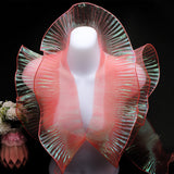 Polyester Gradient Pleated Lotus Leaf Lace Fabric, Garment Accessories, Coral, 13~15x0.06cm
