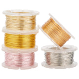 5 Rolls 5 Colors Round Copper Craft Wire, for Jewelry Making, Long-Lasting Plated, Mixed Color, 26 Gauge, 0.4mm, about 65.61 Feet(20m)/roll, 1roll/color