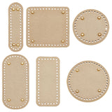 6Pcs 6 Style Flat Round PU Leather Knitting Crochet Bags Nail Bottom Shaper Pad, with Metal Nail, for Bag Bottom Accessories, Dark Khaki, 12.2~21.7x5~15.1x0.4~1cm, Hole: 4.5~5mm, 1pc/style