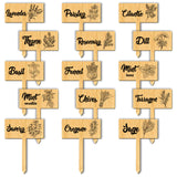 Wood Plant Labels, for Seed Potting, Herbs, Flowers, Vegetables, Name, Word, 70x50x3mm, 15pcs/set