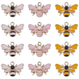 30Pcs 3 Colors Alloy Enamel Pendants, Bee Charm, Golden, 15x22.5x2mm, Hole: 2mm, 10pcs/color