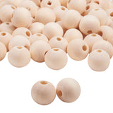 Unfinished Wood Beads, Natural Wooden Loose Beads Spacer Beads, Round, Moccasin, 12x12mm, Hole: 2.5~3mm, 100pcs/bag
