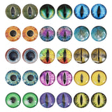 30Pcs 15 Colors Luminous Self Adhesive Glass Eyes Cabochons, Glow in the Dark, for Doll Making Accessories, Dome/Half Round, Mixed Color, 25x6mm, 2pcs/color