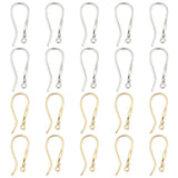 20Pcs 2 Color Brass Earring Hooks, Ear Wire, with Cubic Zirconia, Lead Free & Cadmium Free, Platinum & Golden, 19.5x2x9.5mm, Hole: 1mm, 18 Gauge, Pin: 1mm, 10pcs/color