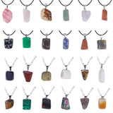DIY Jewelry Necklace Making, with Gemstone Pendants, Leather Cord Necklace Making, 304 Stainless Steel Cable Chains and Rectangle Velvet Pouches, 21x11x10mm, Hole: 2x6mm