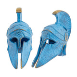 2Pcs Tibetan Style Alloy European Beads, Large Hole Beads, Helmet, Blue, 33.5x13x19.5mm, Hole: 4mm