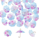 Acrylic Pendants, with Golden Plated Brass Loops and ABS Plastic Imitation Pearl, Umbrella, Cornflower Blue, 20~21x20x20mm, Hole: 1.6mm, 24pcs/box