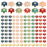 96Pcs 12 Style Alloy Enamel Bead Caps, Flower, Mixed Color, 9.5~10x8.5~9x2.5~3mm, Hole: 1.2~1.4mm, 8pcs/style