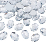Acrylic Rhinestone Flat Back Cabochons, Faceted, Bottom Silver Plated, Oval, Clear, 40x30x7~7.5mm, 50pcs/box