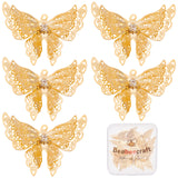 10Pcs Brass Micro Pave Clear Cubic Zirconia Pendants, Nickel Free, 3D Butterfly, Real 18K Gold Plated, 12x20x5mm, Hole: 1mm