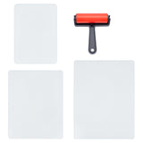 4Pcs 4 style Flat Rectangle Acrylic Board, with Rubber Roller Brush, for DIY Diamond Painting Tool, Mixed Color, Board: 128~228x177~300x4.5mm, 1pc/style