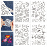 4 Sheets 11.6x8.2 Inch Stick and Stitch Embroidery Patterns, Non-woven Fabrics Water Soluble Embroidery Stabilizers, Heart, 297x210mmm